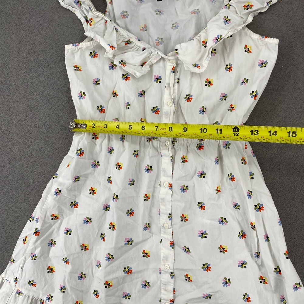 Vero Moda White Floral Ruffle Button Front Mini Dress Small Sleeveless Summer - Picture 4 of 7